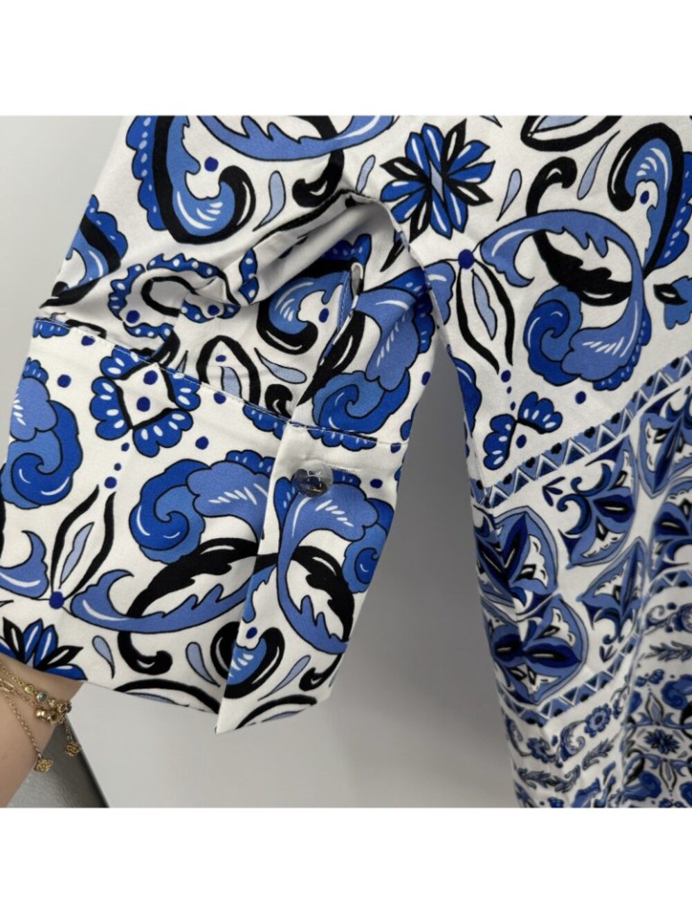 Tuckernuck Blue Majolica Tile Willow Tunic Blouse size XL Oversized Cotton Top * - Picture 5 of 8